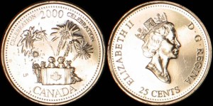 Kanada, 25 Cents 2000, KM 383, Celebration - Świętowanie, Stan I