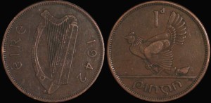 Irlandia, 1 Penny 1942, KM 11, Stan III