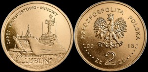 Polska, 2 Złote 2013, Okręt transportowo-minowy LUBLIN