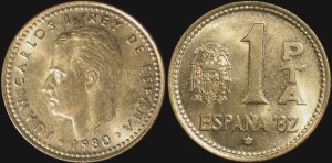 Hiszpania, 1 Peseta, różne roczniki, KM 816, Stan I