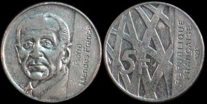 Francja, 5 Francs 1992, KM 1006, Stan I-