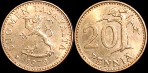 Finlandia, 20 Pennia różne roczniki, KM 47, Stan I