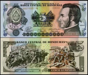 HONDURAS, 5 LEMPIRAS 2008, Pick 91b