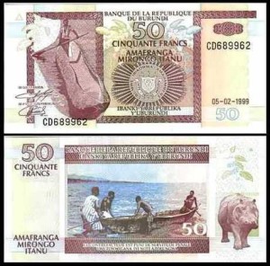 BURUNDI, 50 FRANCS 1999 Pick 36b