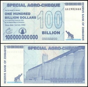 ZIMBABWE, 100 BILLION DOLLARS 1.07.2008 płatny do 31.12.2008, Pick 64