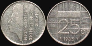 Holandia, 25 Cents, różne roczniki, KM 204, Stan I