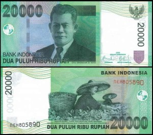 INDONEZJA, 20000 RUPIAH 2004/09, Pick 144f