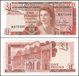 GIBRALTAR, 1 POUND 1983, Pick 20c