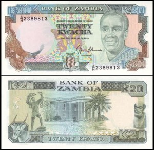 ZAMBIA, 20 KWACHA (1989-91), Pick 32b