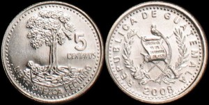 Gwatemala, 5 Centavos 2008, Drzewo, KM 276.6