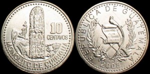 Gwatemala, 10 Centavos 2008, Pomnik, KM 277.6