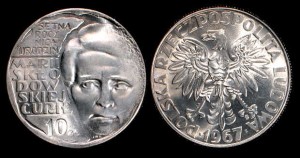 Polska, 10 Złotych 1967, Maria Skłodowska Curie, Stan I
