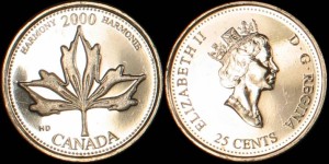 Kanada, 25 Cents 2000, KM 377, Harmony - Harmonia, Stan I