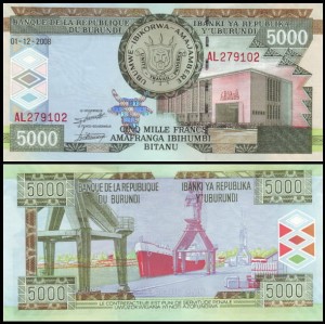 BURUNDI, 5000 FRANCS 2008 Pick 48a
