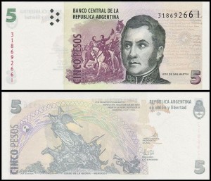 ARGENTYNA, 5 PESOS	(2003), seria I, Pick 353b(5)