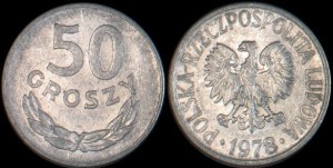 Polska, 50 Groszy 1978 bez znaku mennicy