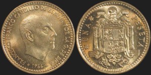 Hiszpania, 1 Peseta, różne roczniki, KM 796, Stan I