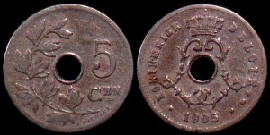 Belgia, 5 Centimes RR, KM 55