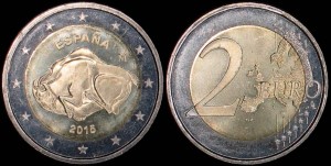 EURO-Hiszpania, 2 Euro 2015,30 Lat Flagi UE, Stan I