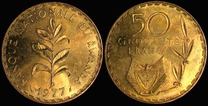 Rwanda, 50 Francs 1977, Gałązka z liśćmi, KM 16, Stan I