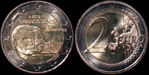 Euro-Luxemburg 2 Euro 2012 Książę Henri i Wilhelm IV, Stan I, KM 121