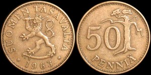 Finlandia, 50 Pennia różne roczniki, KM 48, Stan I