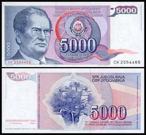 JUGOSŁAWIA, 5000 DINARA 1985 Pick 93a