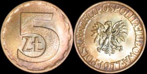 Polska, 5 Złotych 1977, Nominał, Stan I-