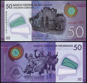 NIKARAGUA, 50 CORDOBAS 2014, seria A, plastik,  Pick 211a