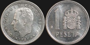 Hiszpania, 1 Peseta, różne roczniki, KM 821, Stan I