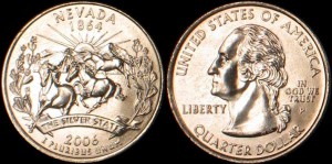 USA, 25 Cents 2006 P, KM 382, Nevada, stan I