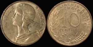 Francja, 10 Centimes różne roczniki, KM 929, Stan I