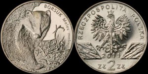 Polska, 2 Złote 2011, Borsuk