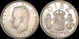 Hiszpania, 10 Pesetas 1983, KM 827