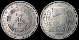 Niemcy-NRD, 5 Fenigów różne roczniki, KM 9.2, Stan I-