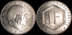 Francja, 1 Franc 1988, De Gaulle, KM 963