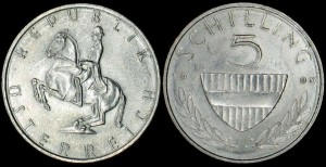 Austria, 5 Schilling różne roczniki, KM 2889a, Stan I