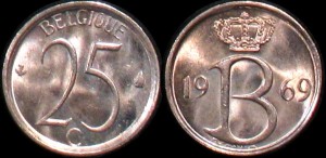 Belgia, 25 Centimes RR, KM 154.1