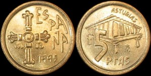 Hiszpania, 5 Pesetas 1995, KM 946