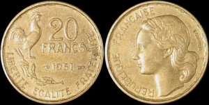 Francja, 20 Francs, Kogut, KM 917.1