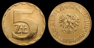 Polska, 5 Złotych 1984, Nominał, Stan I-