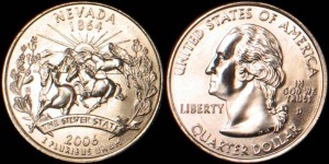 USA, 25 Cents 2006 D, KM 382, Nevada, stan I