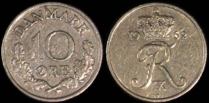 Dania, 10 Ore różne roczniki KM 841.2 , Stan II