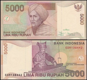 INDONEZJA, 5000 RUPIAH 2001/2004 Pick 142d